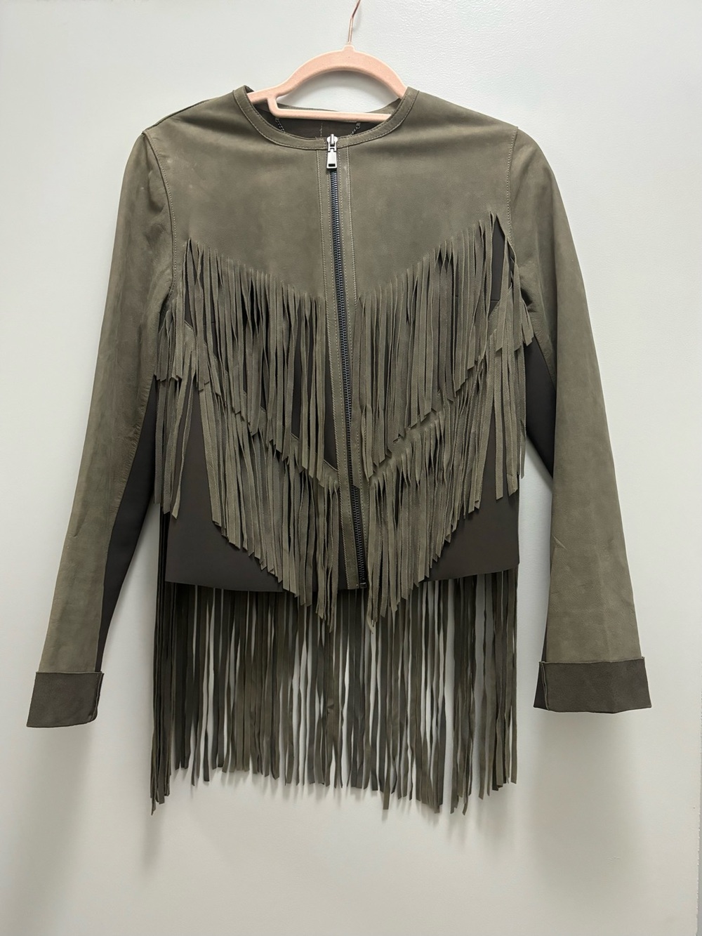 NWOT Elie Tahari Suede Fringe Jacket size S